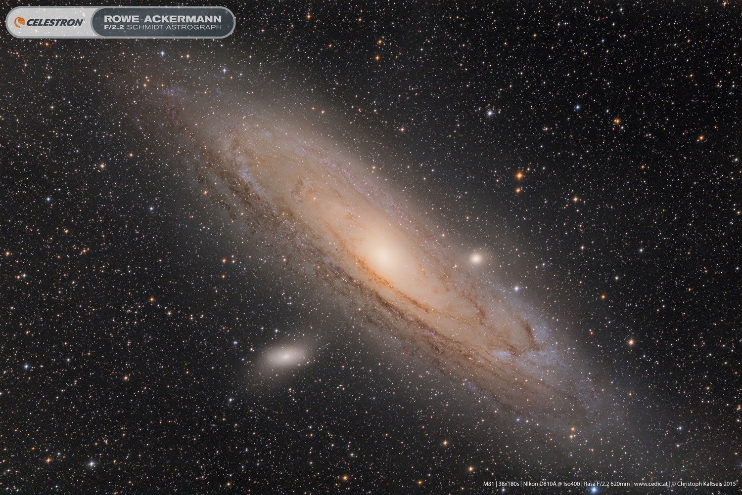 Anwendung: M31, fotografiert von Christoph Kaltseis mit dem 11" RASA.  38x180 Sekunden